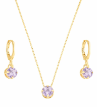 Conjunto com argolinha click lilás
