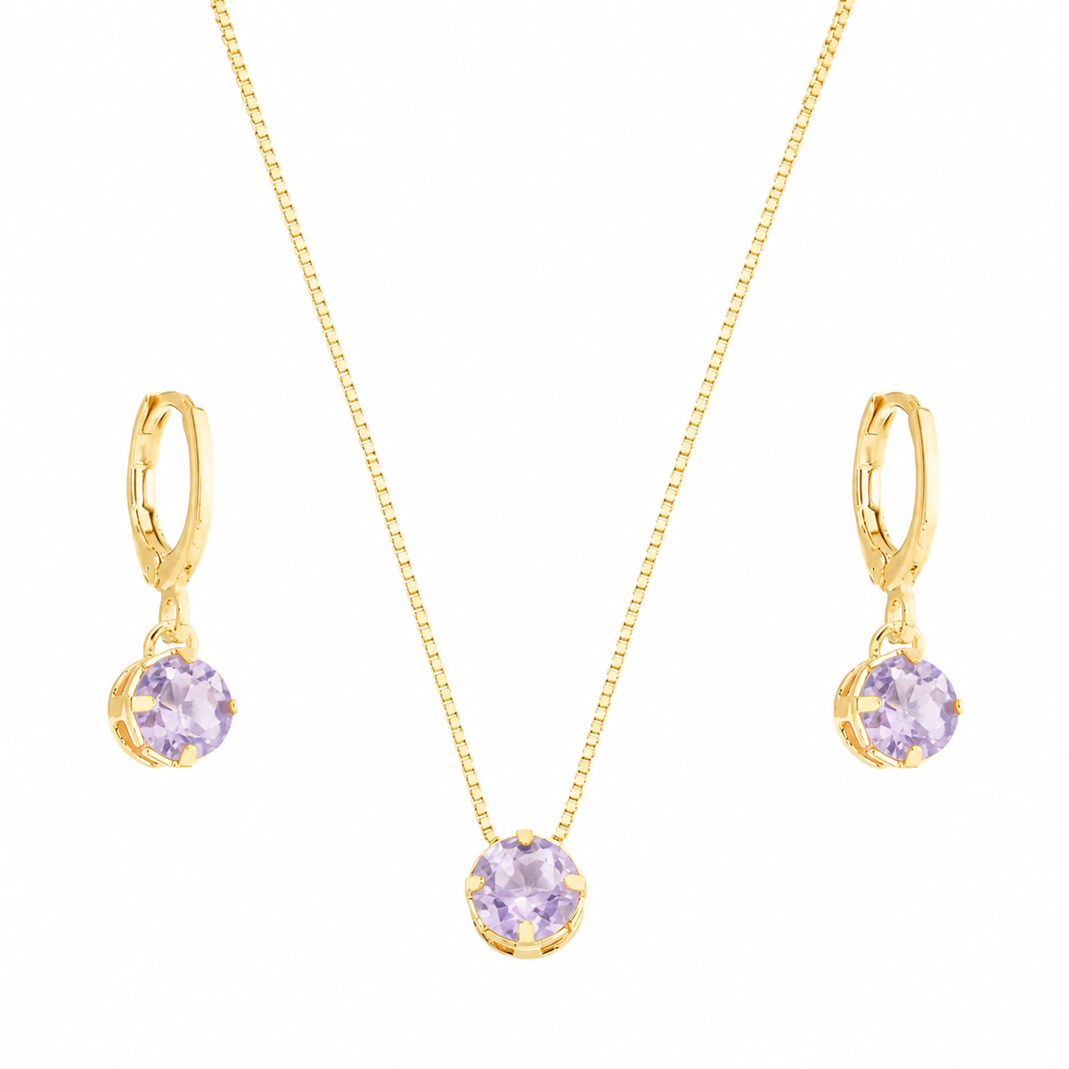 Conjunto com argolinha click lilás